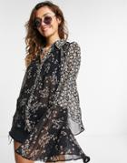 Free People Serena Printed Blouse In Black Multi