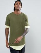 Cayler & Sons Longline Layered T-shirt With Distressing - Green