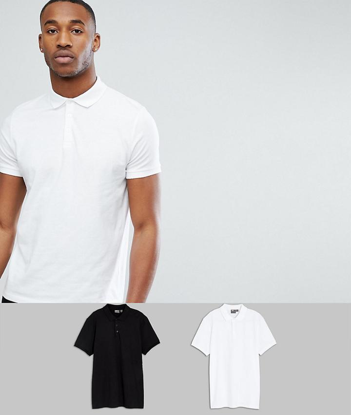 Asos Design Jersey Polo 2 Pack Save - Multi