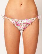 Pureda Exclusive To Asos Frill Bikini Bottom With Tie Sides And Floral Print - Multi