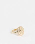 Topshop Hammered Coin Ring In Gold