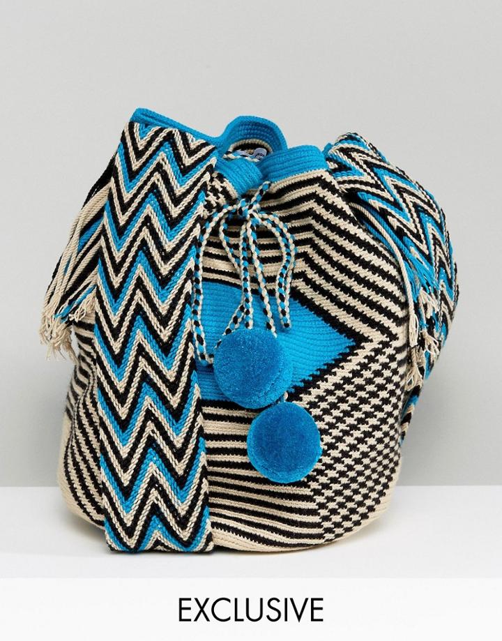 Jardin Del Cielo Wayuu Mochilla Bag In Blue - Blue