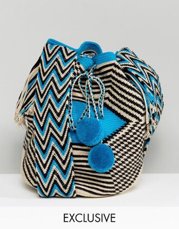 Jardin Del Cielo Wayuu Mochilla Bag In Blue - Blue