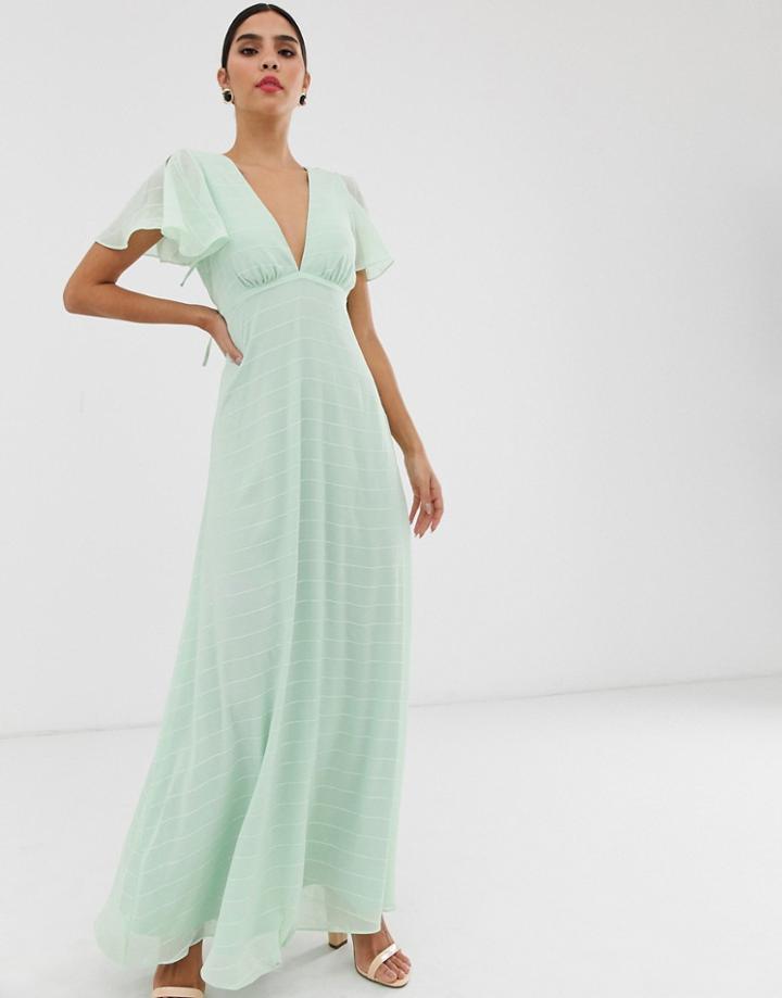 Y.a.s Angel Sleeve Textured Maxi Dress-beige