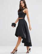 Asos Premium Scuba High Low Prom Skirt - Black