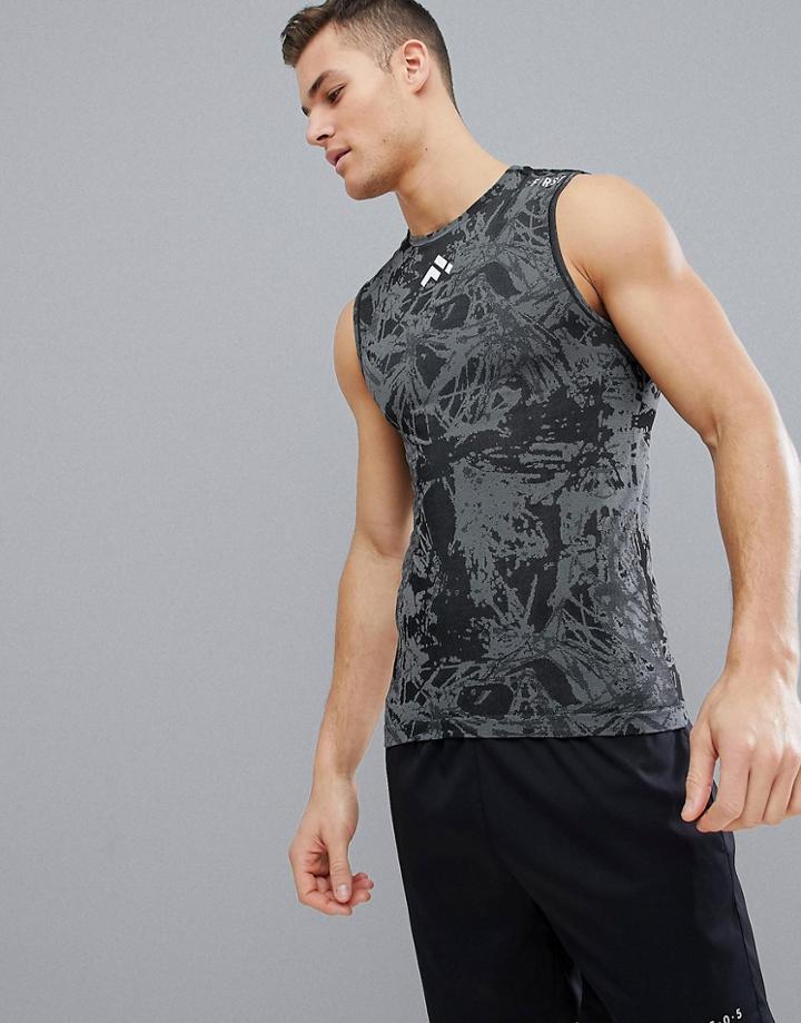 First Seamless Training Tank In Black Print - Black