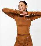 Columbia Trainng Csc Sculpt Cropped Long Sleeve Fleece In Brown Exclusive At Asos