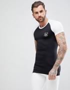 Siksilk Muscle Raglan T-shirt In Black - Black