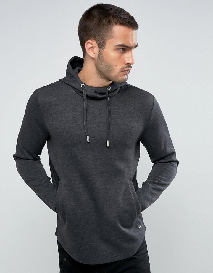 Only & Sons Hoodie With Curved Hem - Gray
