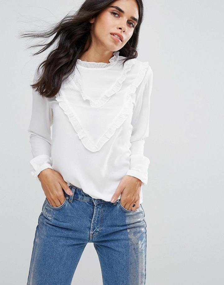 Only Tamita Frill Blouse - White