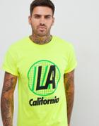 Boohooman T-shirt With California Print In Bright Green - Green