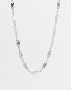 Asos Design Short Midweight 7mm Necklace With Greek Wave In Silver Tone
