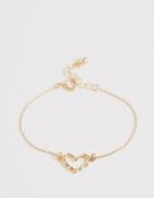 Asos Design Bracelet With Bamboo Heart Charm In Gold Tone - Gold