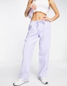 Miss Selfridge Low Rise Wide Leg Pants In Lilac-purple