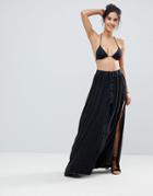 Surf Gypsy Lace Up Beach Maxi Skirt-black