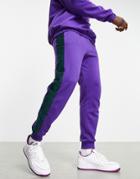 Asos Design Tapered Sweatpants With Contrast Detail In Purple - Part Of A Set