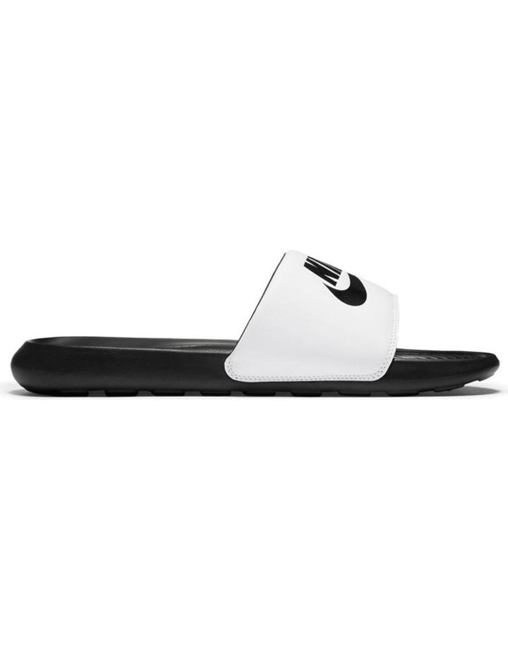Nike Victori One Slides In Black And White