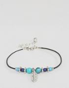 Asos Bracelet With Bead And Feather Detail - Multi