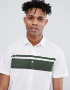 Only & Sons Short Sleeve Shirt With Panel Stripe - White