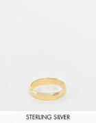 Asos Design Sterling Silver Band Pinky Ring In 14k Gold Plate