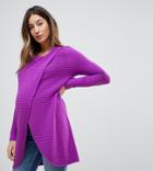 Asos Maternity Nursing Wrap Over Sweater In Textured Stripe - Purple