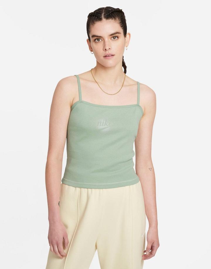 Nike Classics Seasonal Washed Cami Top In Dusty Green