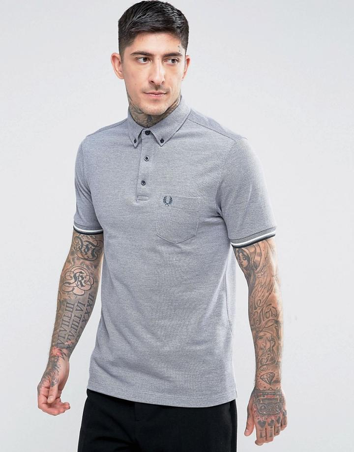 Fred Perry Slim Fit Button Down Oxford Weave Polo In Navy - Navy