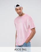 Asos Tall Oversized T-shirt In Pink Velour - Pink