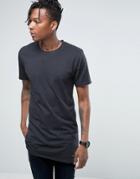 Only & Sons Longline Raw Edge T-shirt - Navy