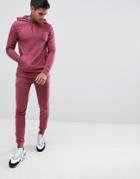 Asos Design Tracksuit Muscle Hoodie/extreme Super Skinny Joggers In Washed Bugundy - Red