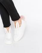 Minna Parikka White Leather Bunny Ears & Faux Fur Tail Trainers - White