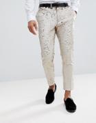Asos Wedding Skinny Crop Smart Pants In Cream Reversible Sequins - Cream