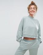 Asos Lounge Cropped Sweat With High Neck - Blue