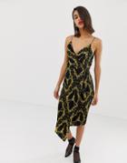 River Island Wrap Front Cami Dress In Chain Print-black