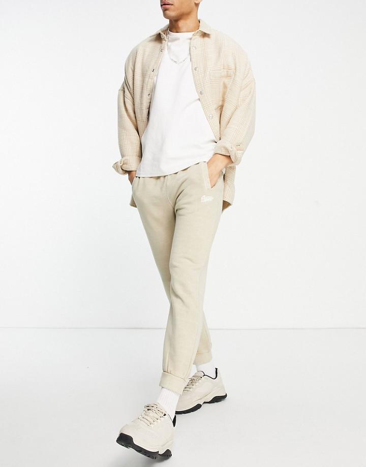 Pull & Bear Washed Sweatpants In Beige Set-neutral