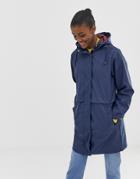 Asos Design Raincoat With Brushed Check Lining - Blue