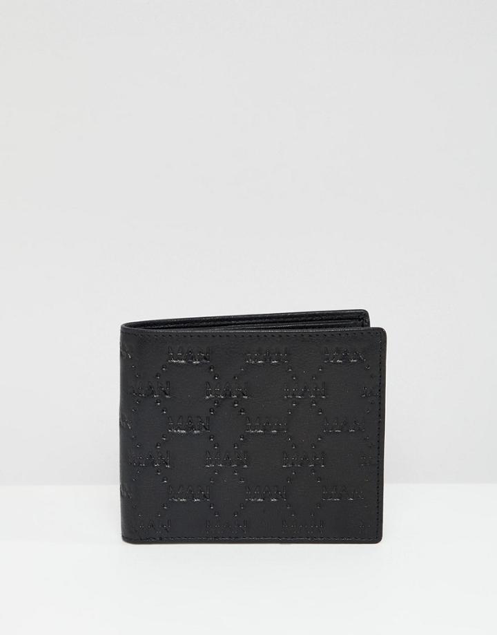 Boohooman Wallet With Monogram Detail In Black - Black