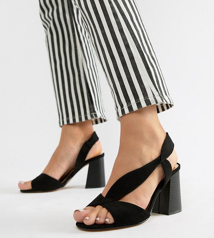 River Island Wide Fit Block Heeled Sandals In Black - Black