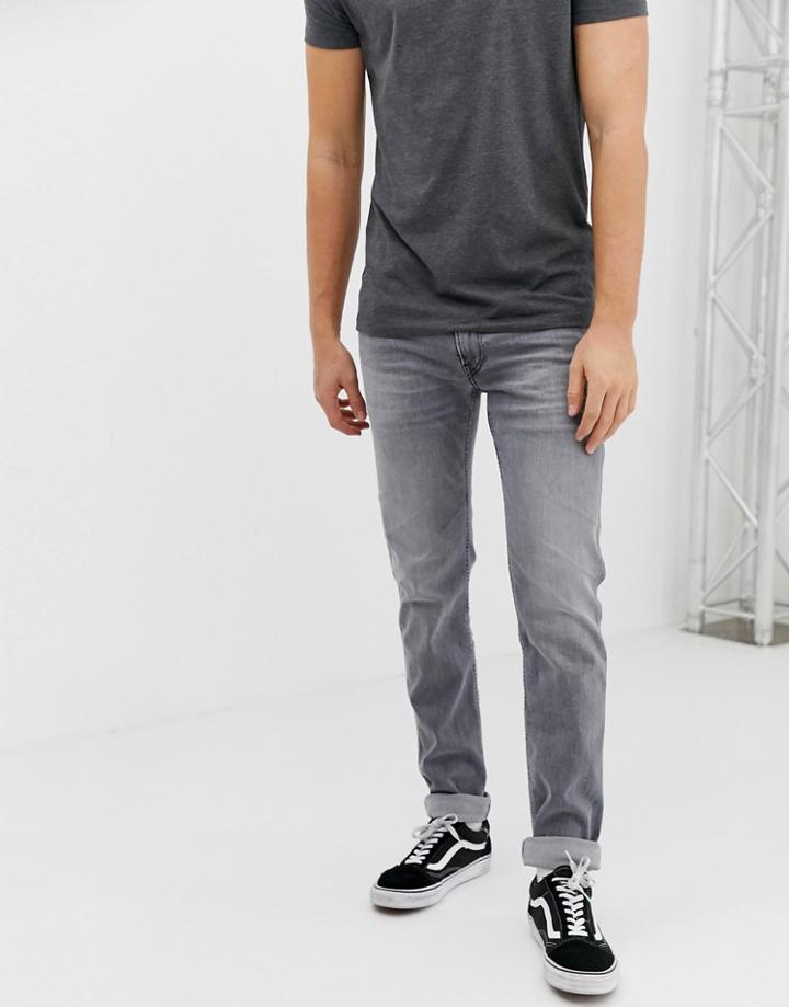 Replay Anbass Eco Laser Blast Super Stretch Slim Jeans In Gray - Gray