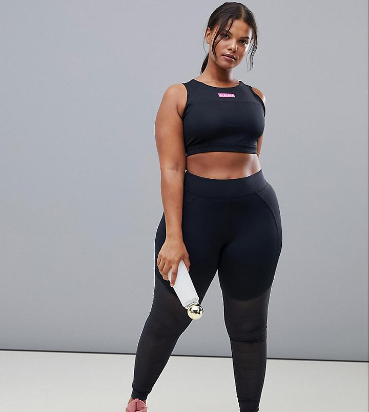 Asos 4505 Curve Legging With Over The Knee Power Mesh - Black