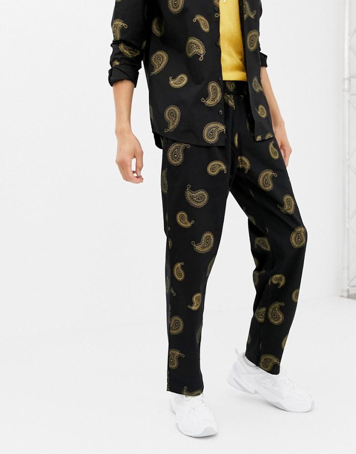 Sweet Sktbs X Ali Boulala Paisley Print Pants In Black - Black