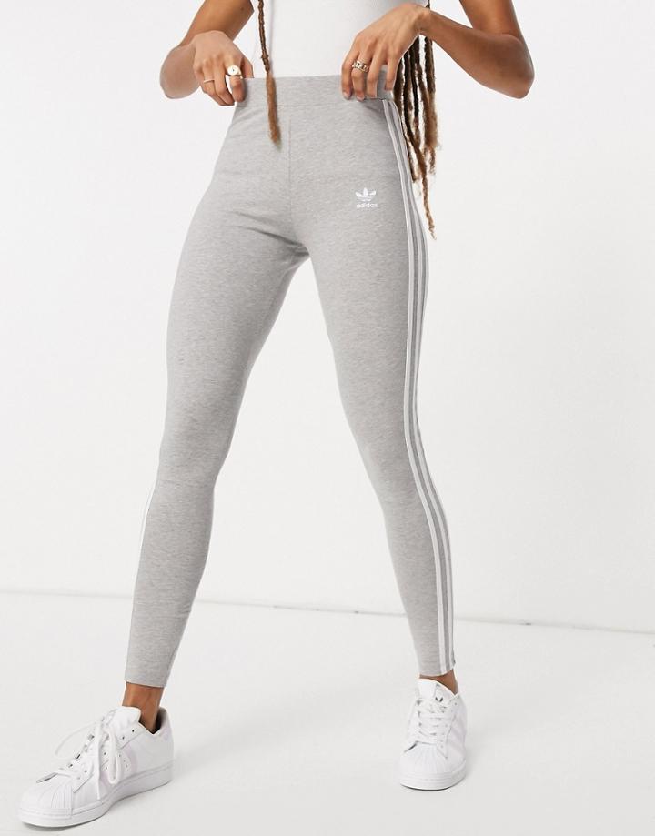 Adidas Originals Adicolor 3-stripes Logo Leggings In Gray-grey