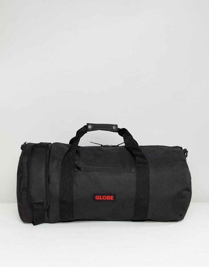 Globe Nylon Duffel Bag With Logo Patch In Black - Black