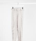 Asos Design Petite High Waist Belted Cigarette Pants In Pastel Gingham-multi