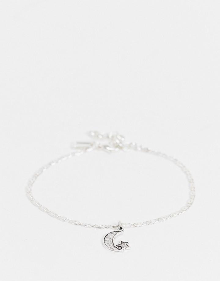 Regal Rose Luna Bracelet With Moon Charm In Silver Plate