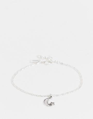 Regal Rose Luna Bracelet With Moon Charm In Silver Plate