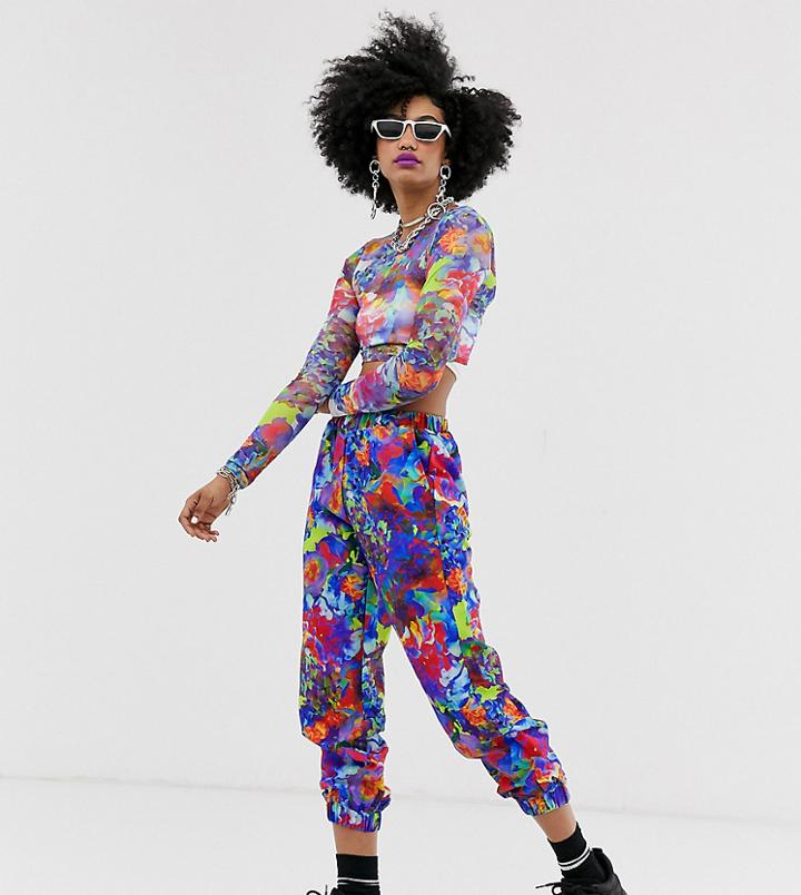 Collusion Floral Neon Nylon Jogger - Multi