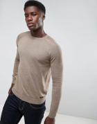 Threadbare Textured Shoulder Knit Sweater - Brown
