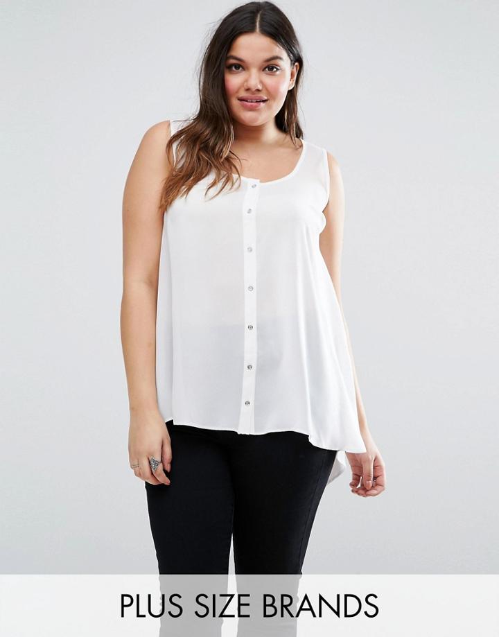 Koko Plus Top With Button Front - Cream