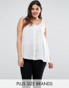 Koko Plus Top With Button Front - Cream